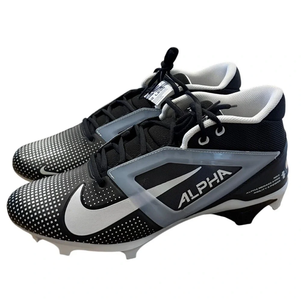 Nike Alpha Menace 4 Pro Football Cleats Black White FZ7702-005 - Men's Size 12.5